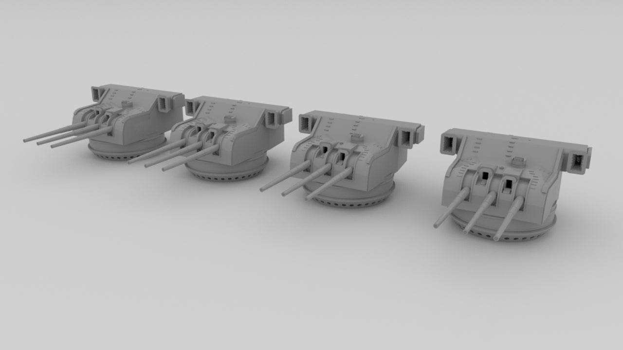 1/350 IJN 15.5cm/60 3rd Year Type Naval Turrets - distefan 3d print