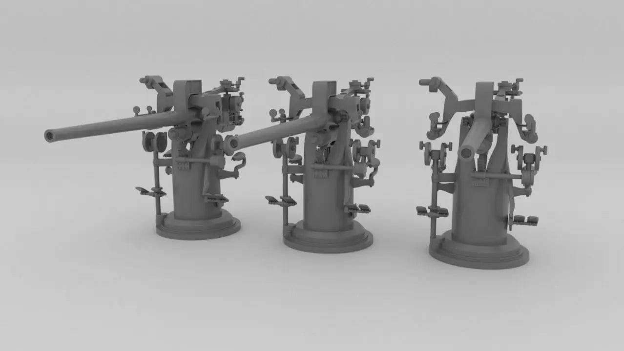 1/350 USN 3 inch 50 [7.62 Cm] Deck Gun Set 3pcs - distefan 3d print