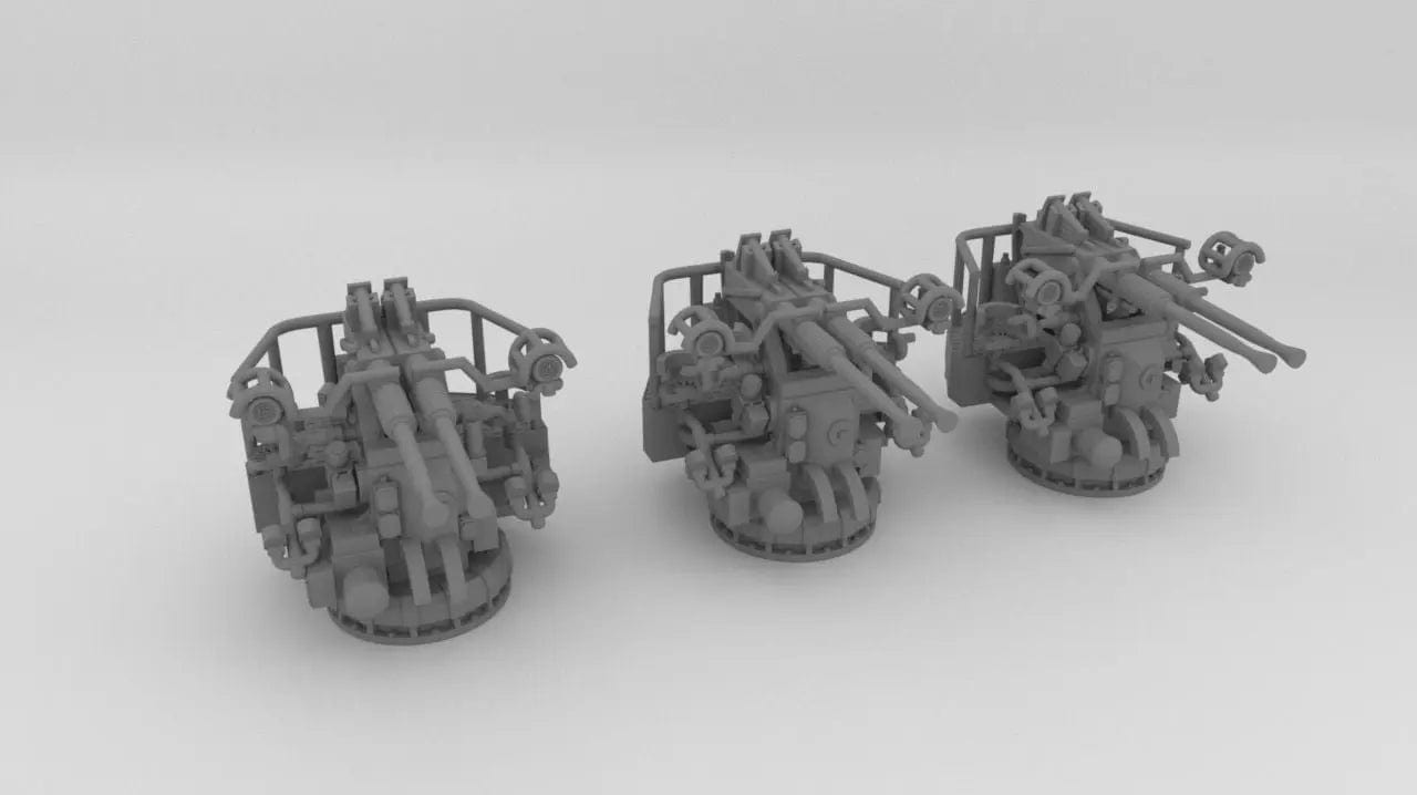1/350 USN 40mm Bofors Twin Mount Set 3pcs - distefan 3d print