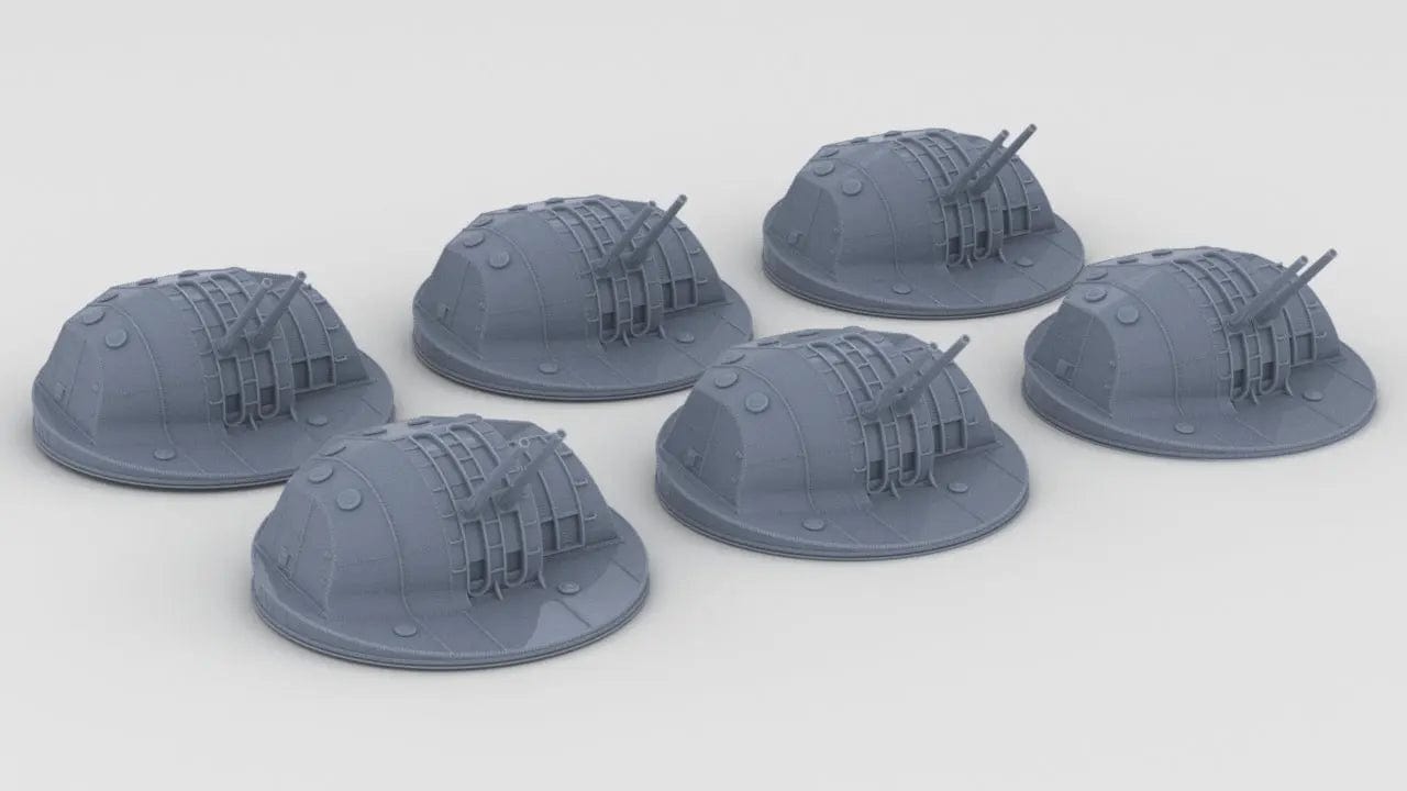 1/400 IJN 12.7 cm/40 (5") Twin Mounts Enclosed Elevated Set (6pcs) - distefan 3d print