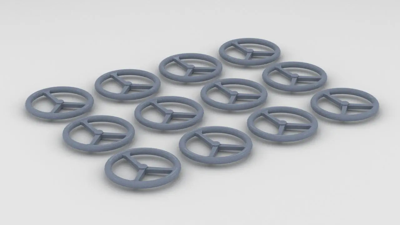 1/48 Three Spoke Wheel Handle for USN QAWT Doors Set (12pcs) - distefan 3d print