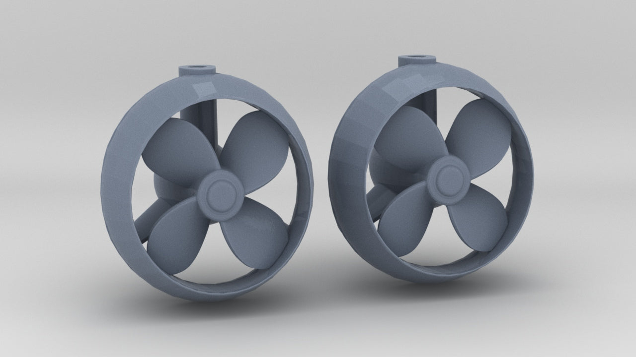 1/50 YTB Tugboat Props and Rudder Set (2pcs) - distefan 3d print