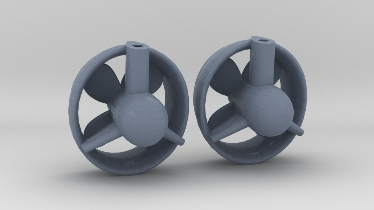 1/50 YTB Tugboat Props and Rudder Set (2pcs) - distefan 3d print