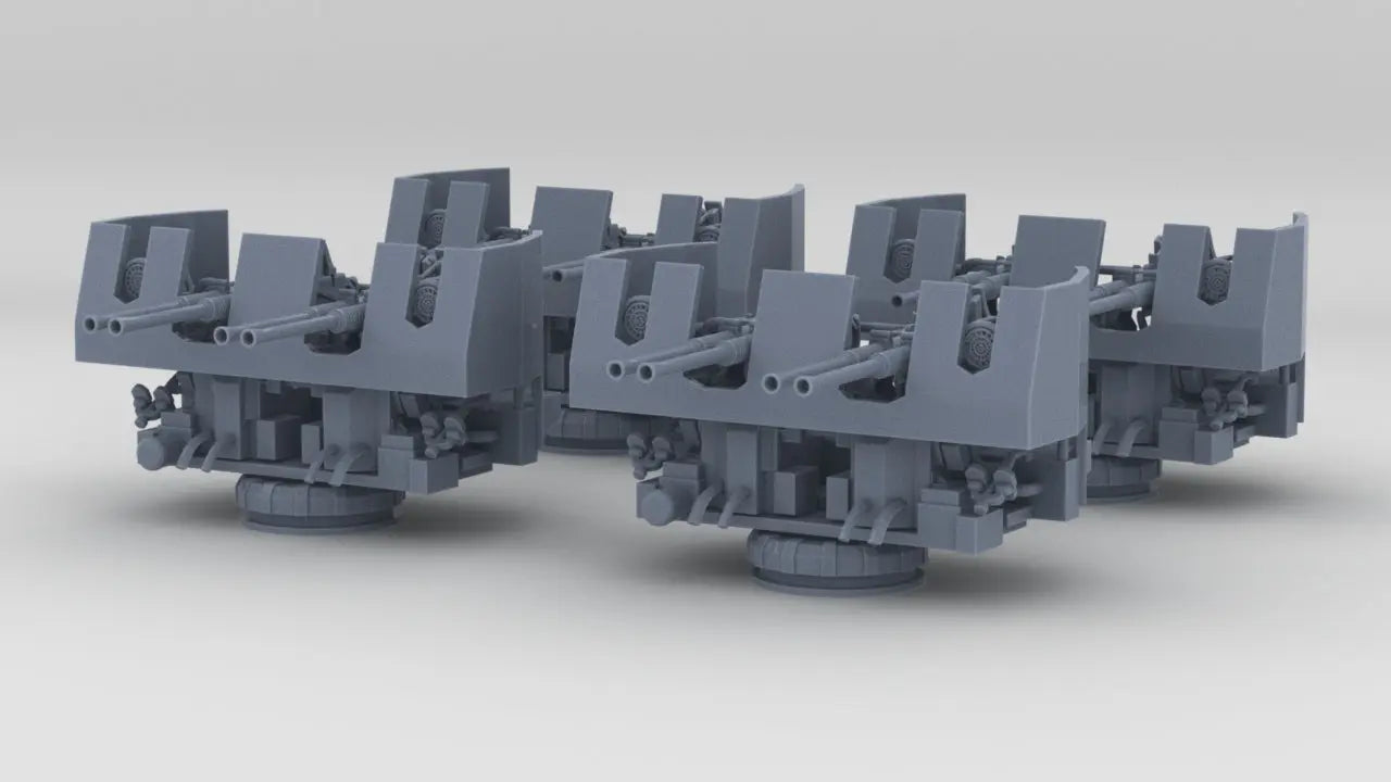 1/500 USN 40mm Bofors Quad Mount Shielded Set (4pcs) Resin3Dinteractive