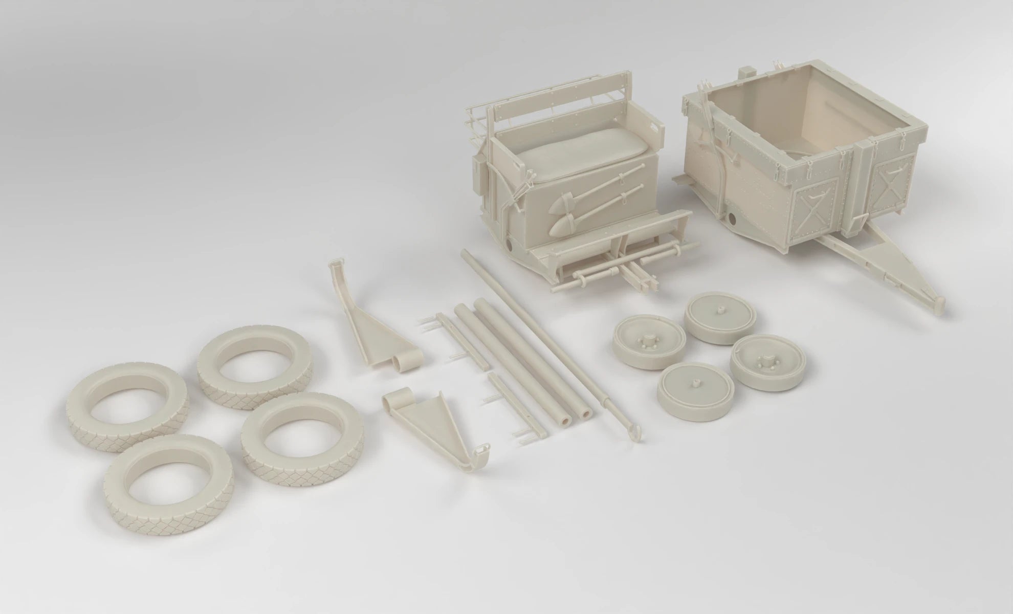 1/6 German If.5 MG-Wagen 36 Anti-Aircraft Wagon Set 3dspro