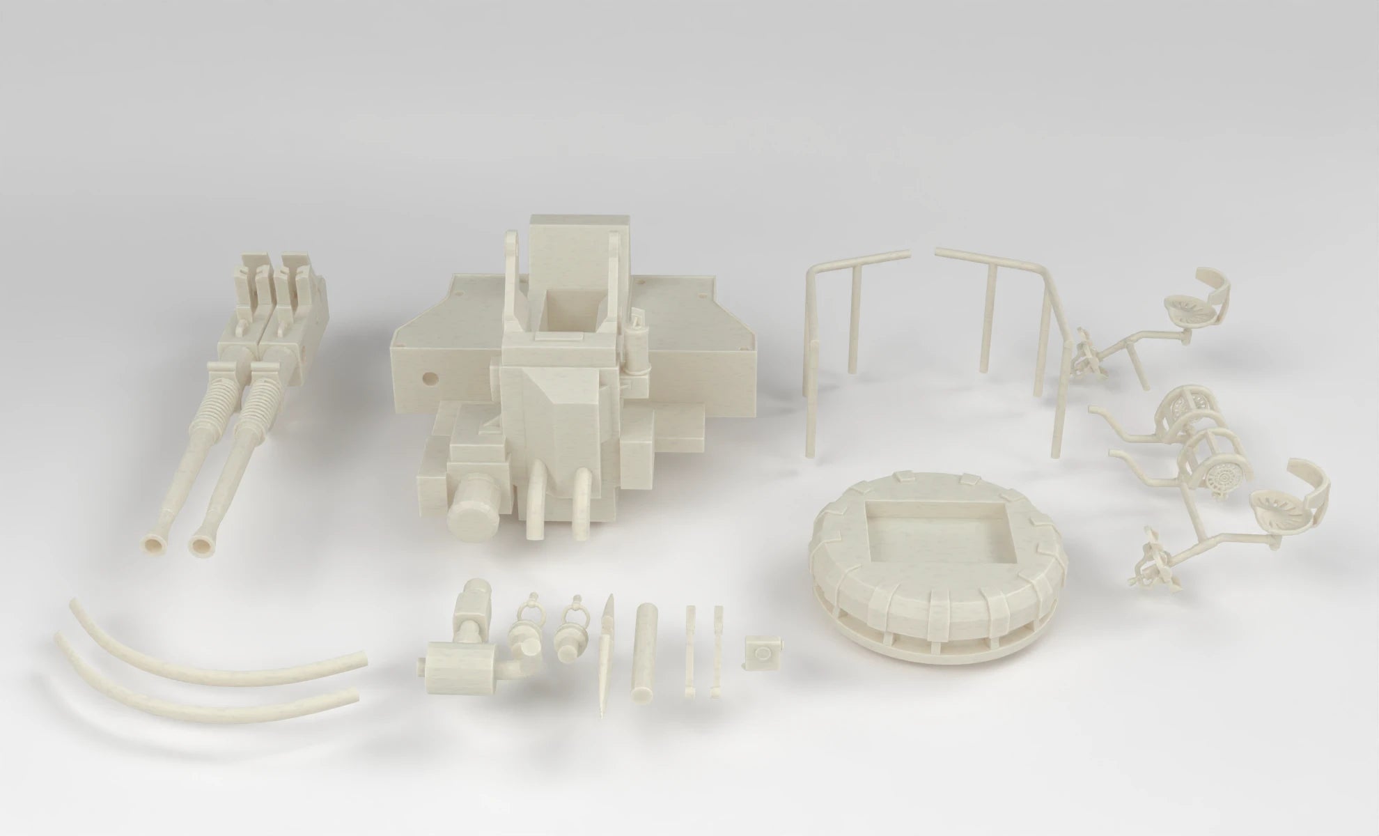 1/6 USN Twin 40mm Bofors Mount Kit 3dspro