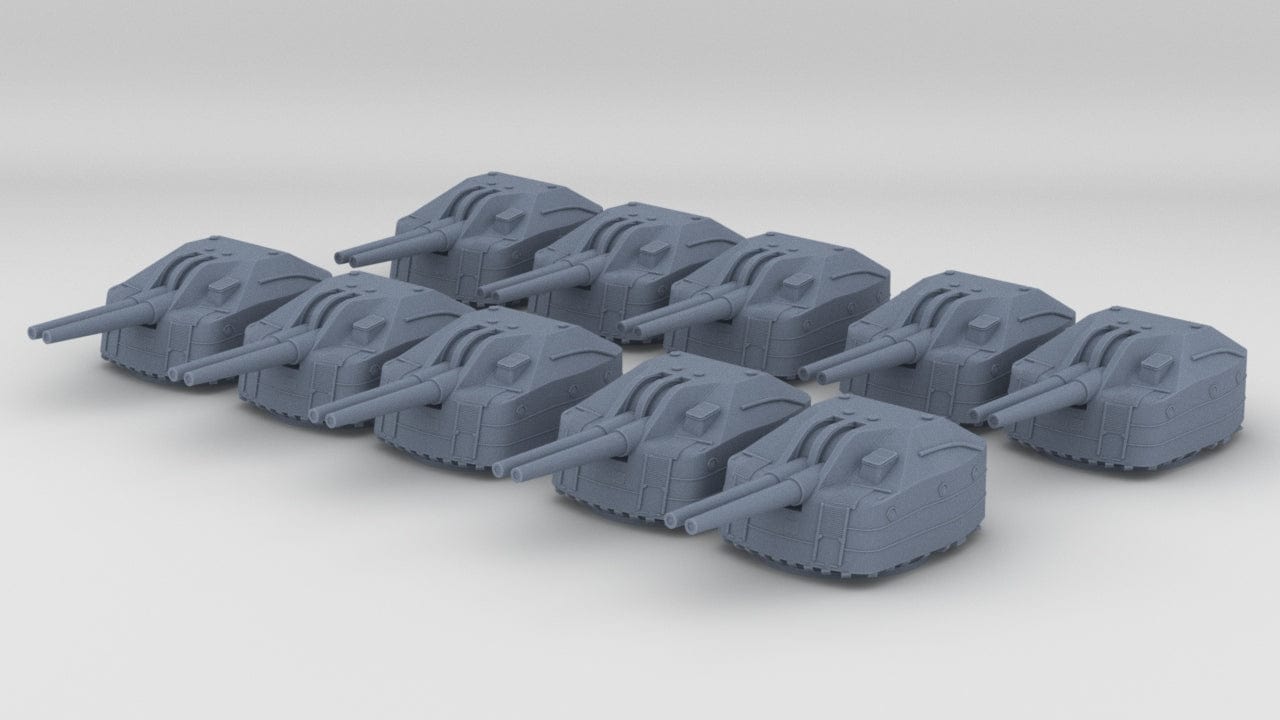 1/600 IJN Destroyer 10cm/65 Type 98 Naval Gun Set (10pcs) - distefan 3d 