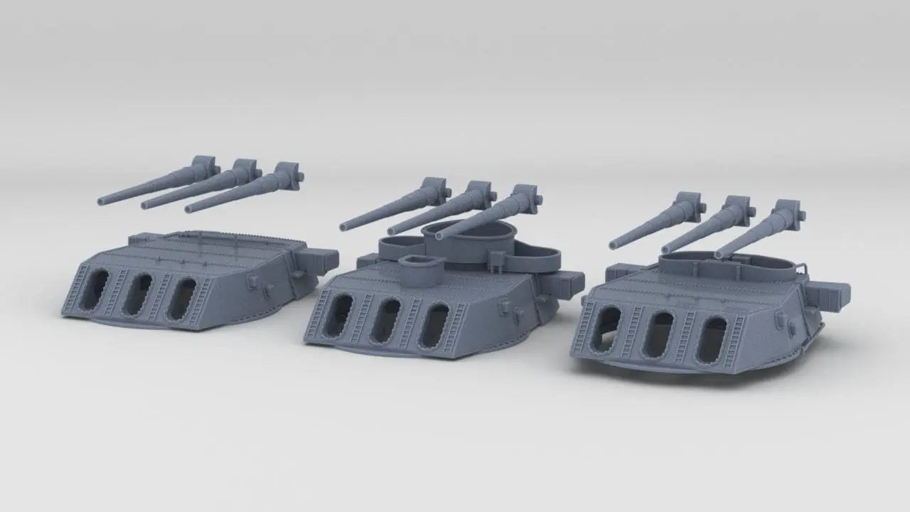 1/600 USN 16in/45 (40,6 cm) Mark 6 Turrets Set (3pcs) - distefan 3d print