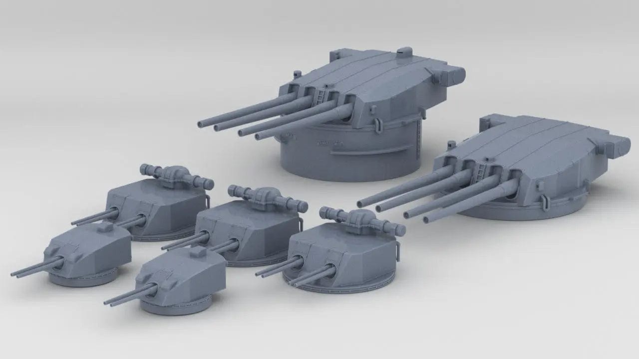 1/600 French Battleship Dunkerque Turrets Set (7pcs) - distefan 3d print