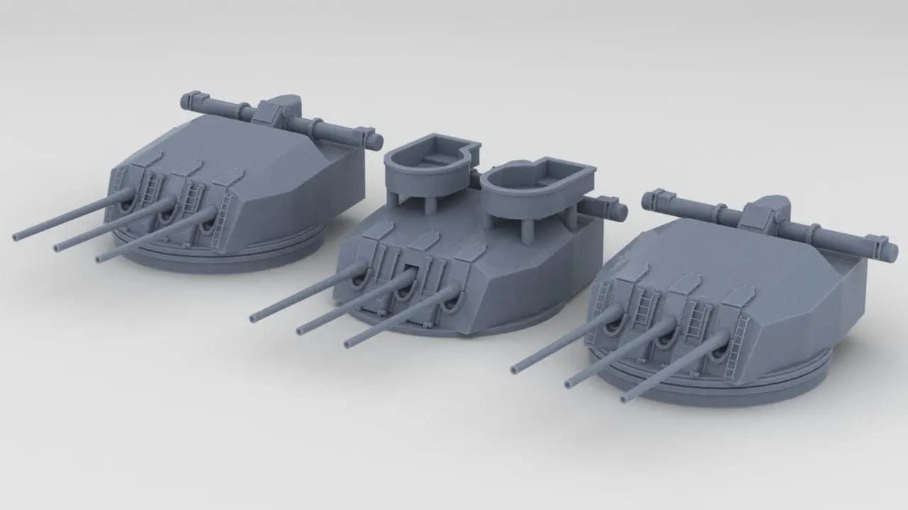 1/600 French Richelieu Aft Triple 152mm Turret Set (3pcs) - distefan 3d print