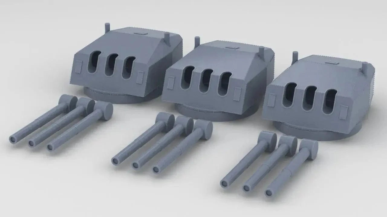 1/700 DKM Cruiser 15cm/60 (5.9") SK C/25 Turrets Set (3pcs) - distefan 3d print