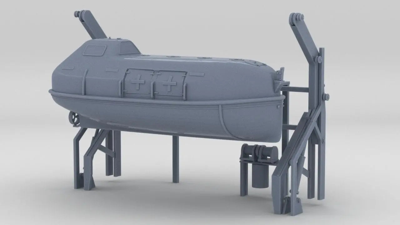 1/72 MS Bremen Larger Lifeboat & Davits (Starboard) - distefan 3d print