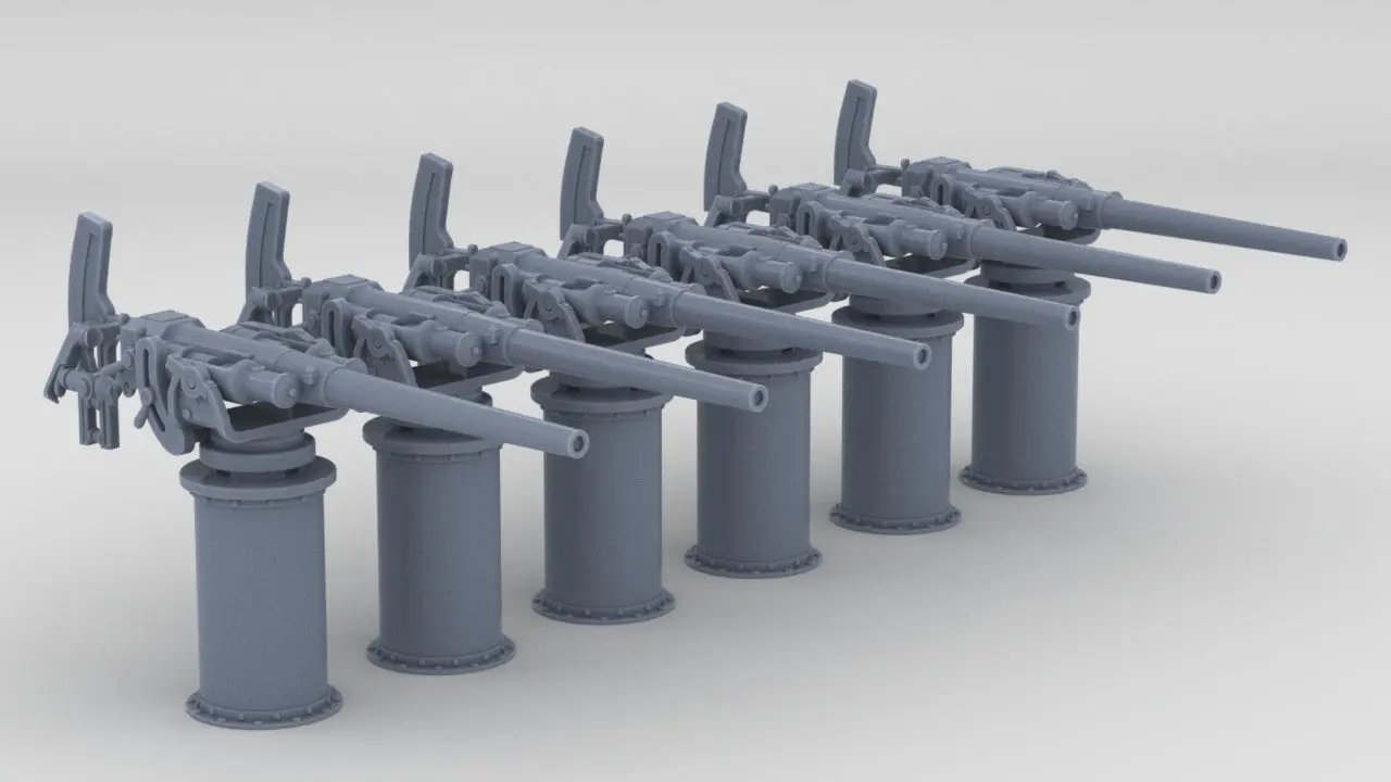 1/72 RN QF 3 Pounder (46mm) Hotchkiss Set (6pcs) - distefan 3d print