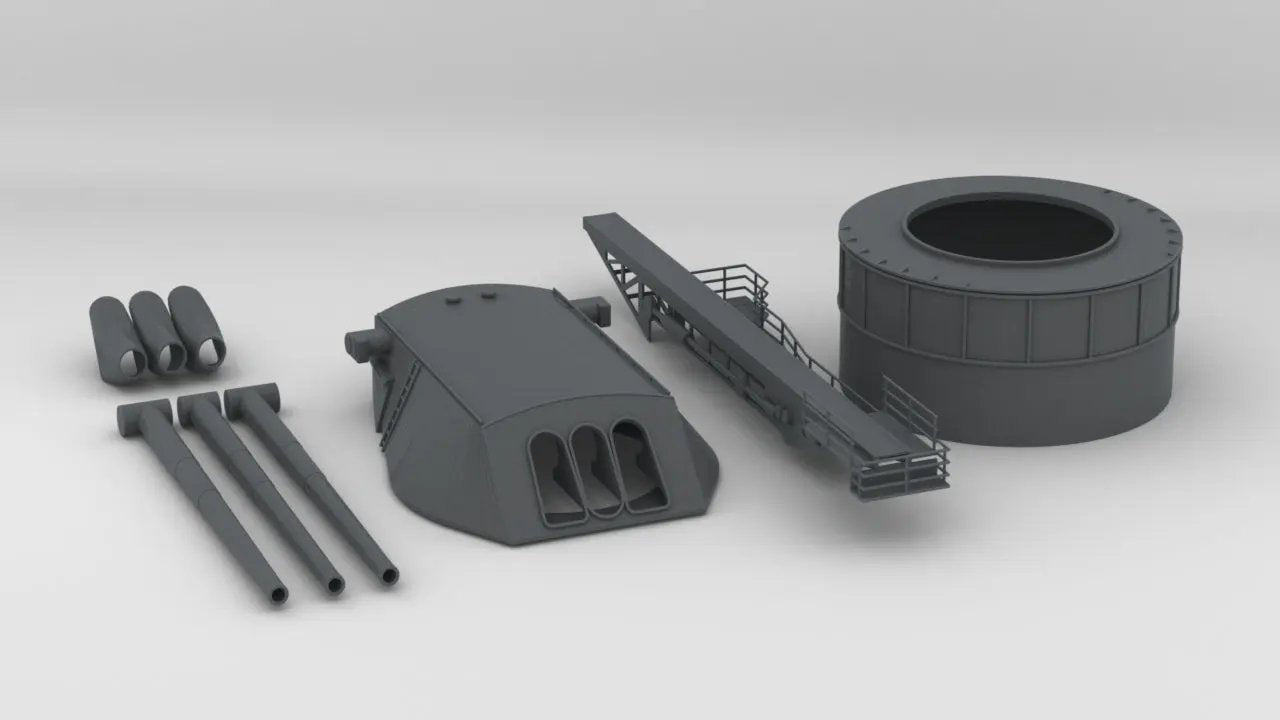 1/72 USN 14-inch/45-caliber Gun w/ Catapult Kit 3dspro