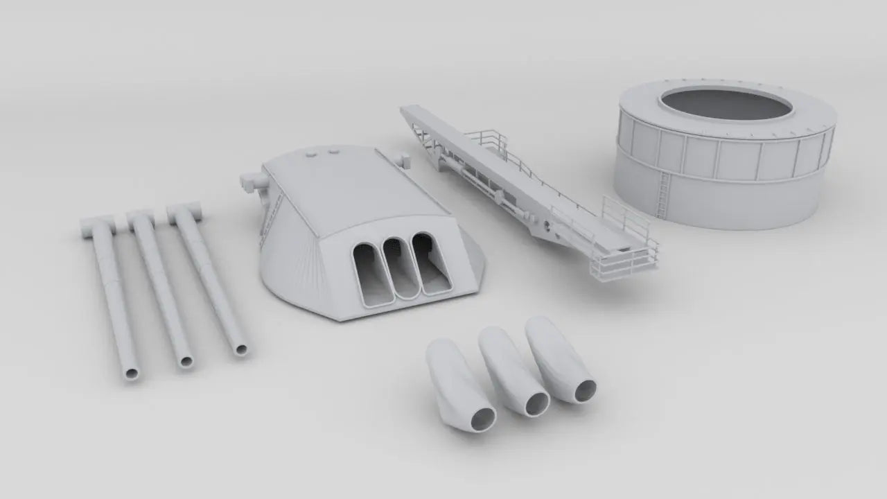1/72 USN 14-inch/45-caliber Gun with Catapult Kit 3dspro