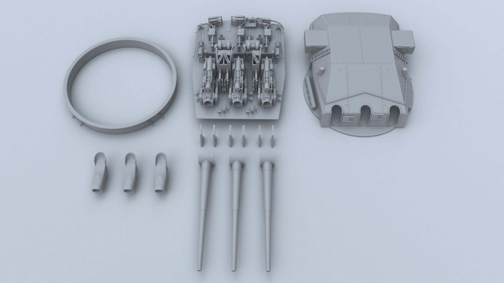 1/72 DKM 28cm SK C/34 "Caesar" Turret Mount Kit - Distefan 3D Print | Upgrade Your Ship