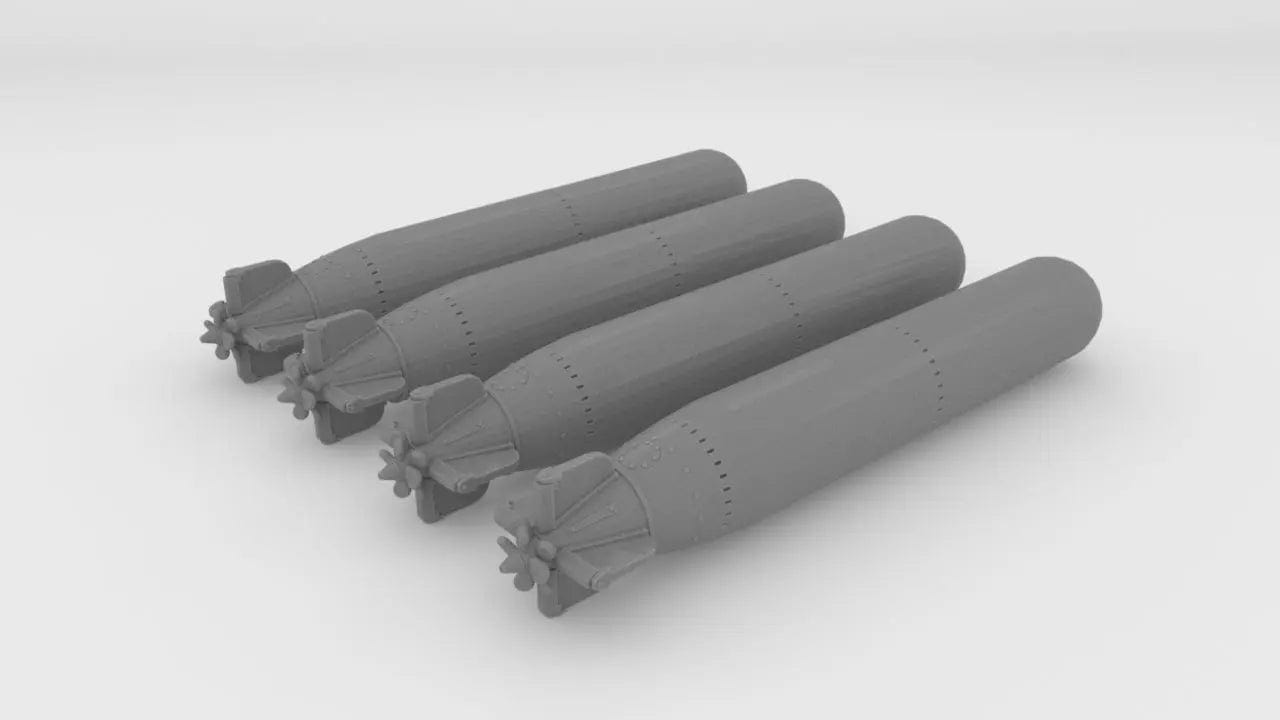 1/72 USN Mk13 Torpedo for PT Boat Set 4pcs - distefan 3d print