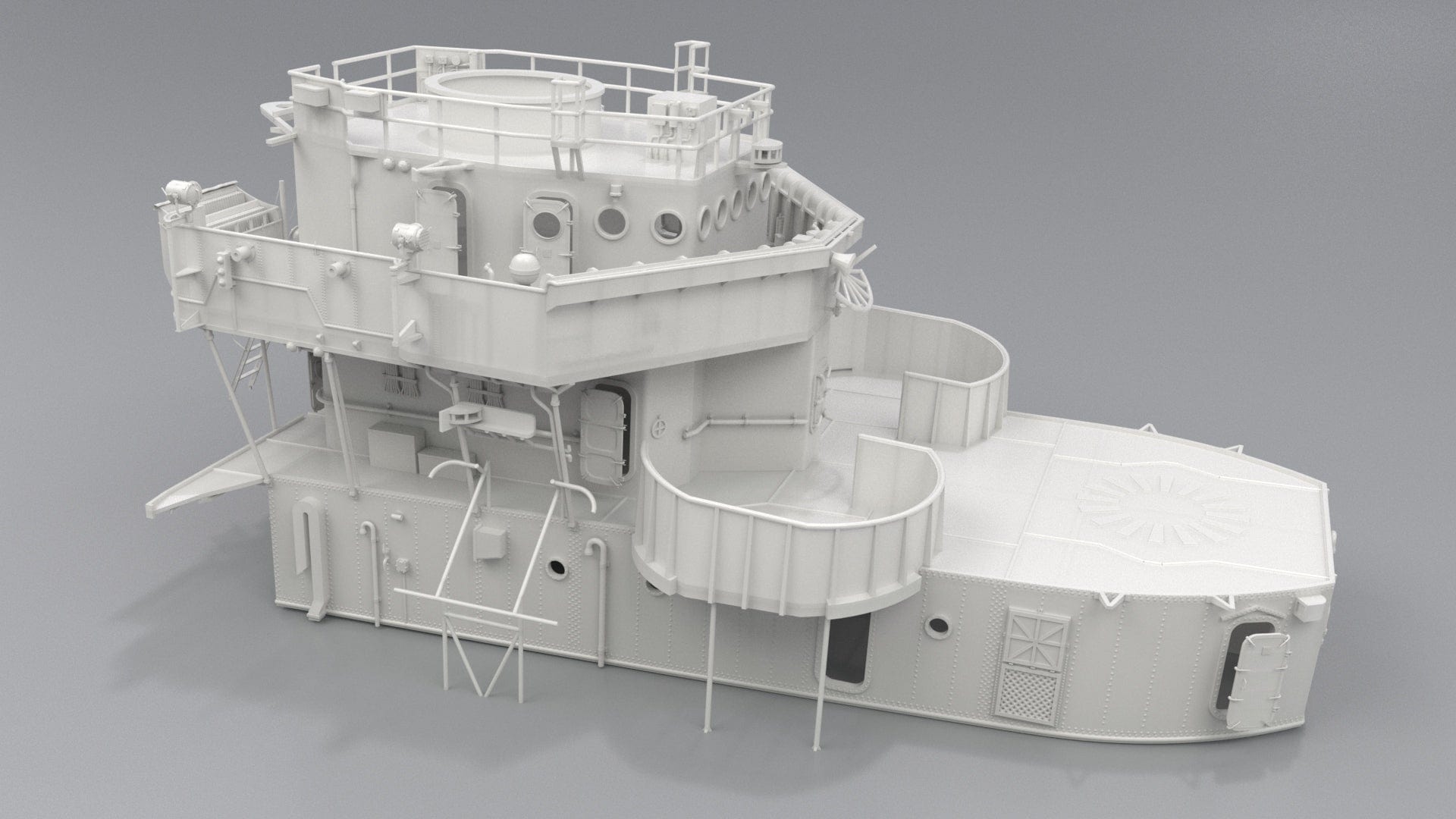 1/72 USS Kidd (DD-661) Forward Bridge (Upper Section) v2 (Distefan 3D Print)