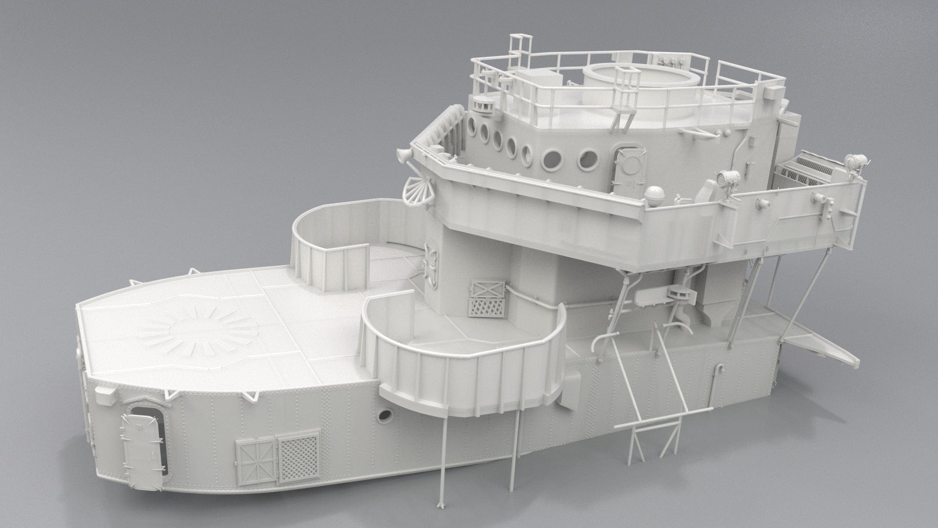 1/72 USS Kidd (DD-661) Forward Bridge (Upper Section) v2 (Distefan 3D Print)