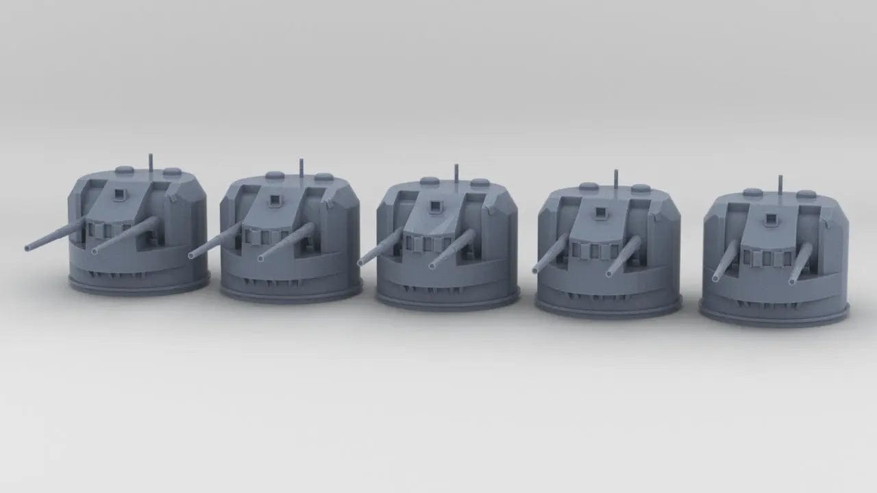 1/96 HMS Dual Purpose QF 5.25in (133mm) Turret Set (5pcs) - distefan 3d print