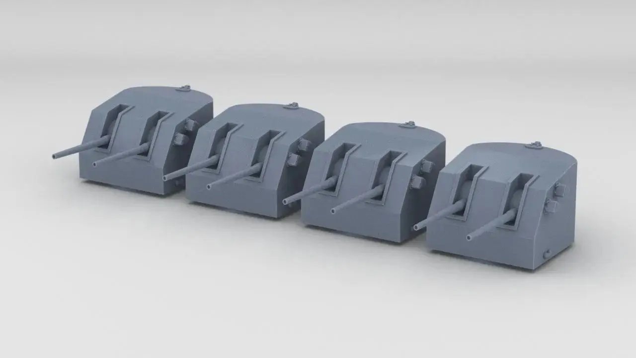 1/350 USS Helena (CL-50) 5-inch Turret Set (4pcs) - distefan 3d print