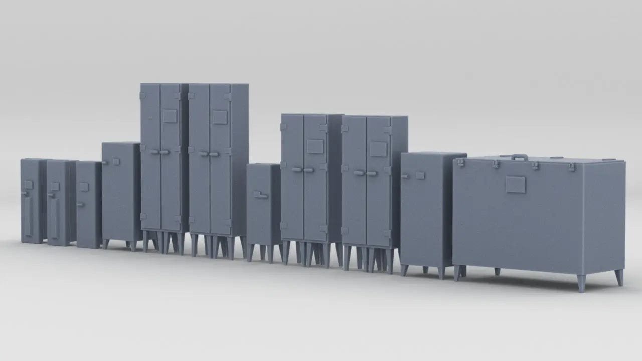 1/96 DKM Bismarck Lower Mast Deck Lockers Set (11pcs) - distefan 3d print