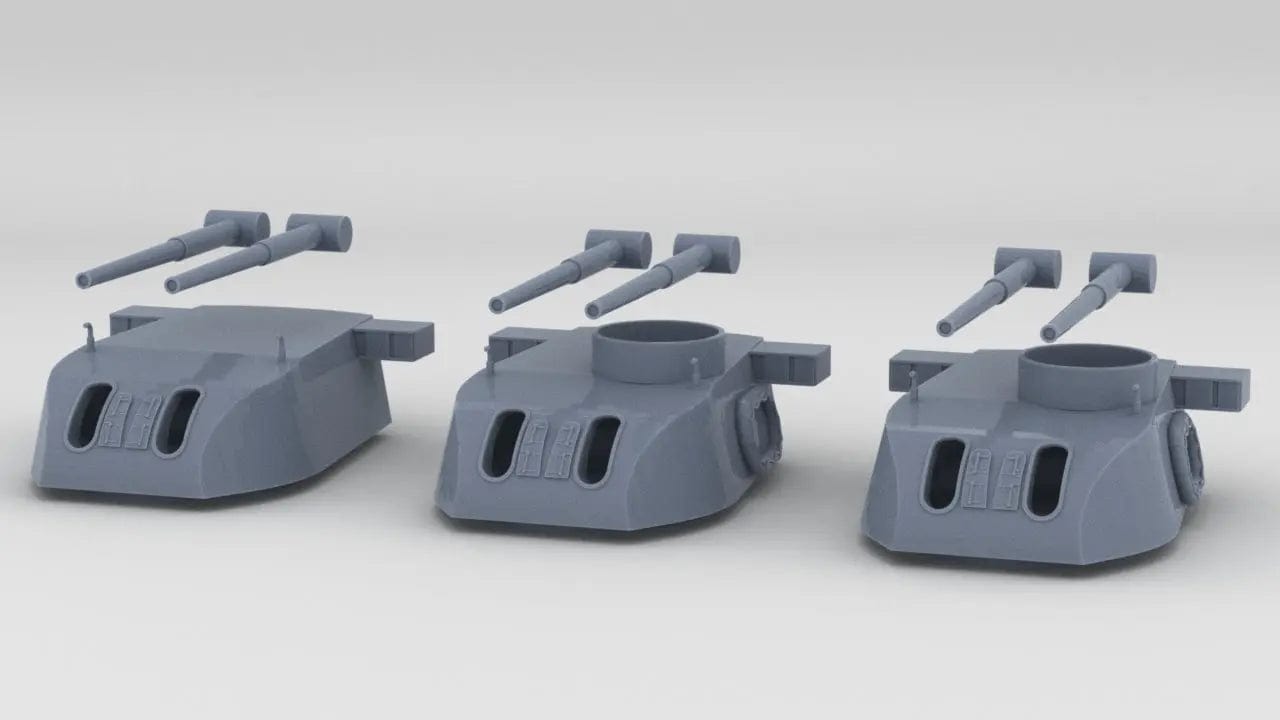 Execter Turrets 1/96 HMS Exeter 1942 Turret Set (3pcs) - distefan 3d print