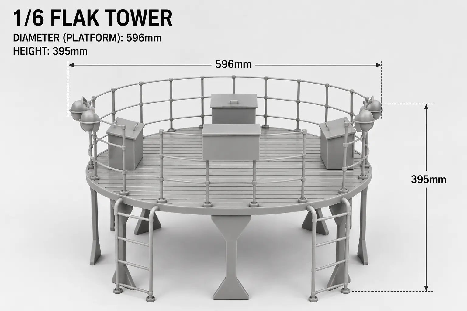 1/6 Flak Tower Gun Platform Set - distefan 3d print